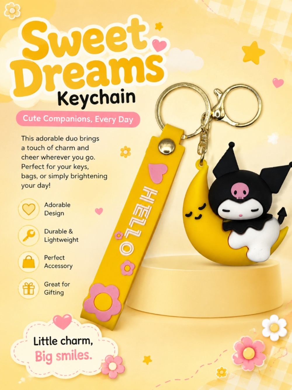 Dozing on the Moon Keychain